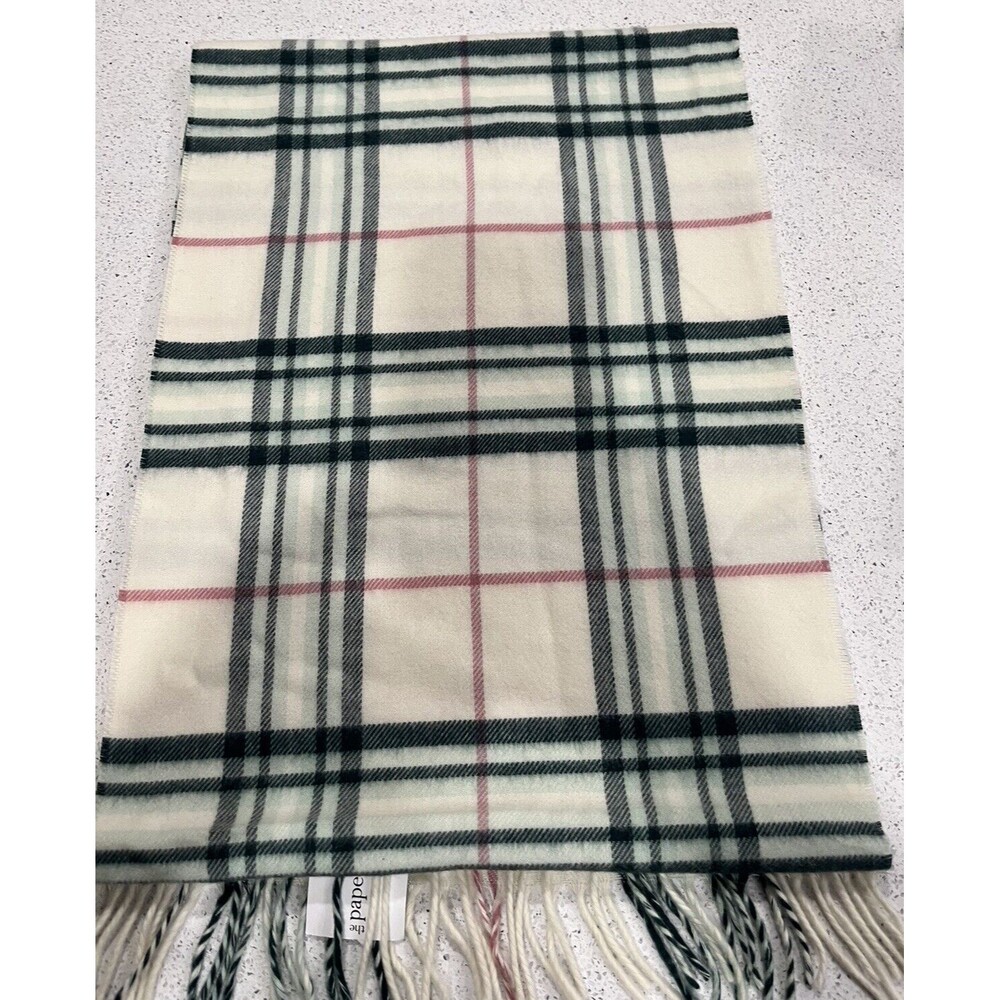 Cashmink V. Fraas Plaid Fringed Scarf Made In Germany EUC 11.5x64” NWT